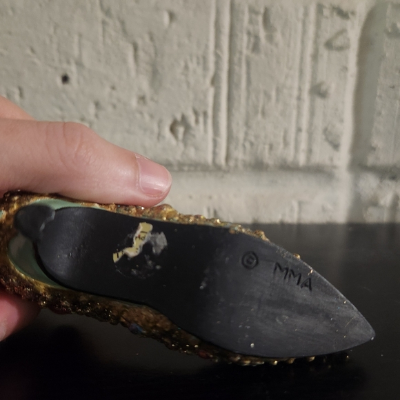 The Metropolitan Museum Of Art HIGH HEEL CHRISTMAS SHOE ORNAMENT Green Gold - Picture 4 of 4